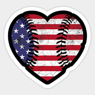 Patriotic USA 4th of July American Flag Baseball Heart Sticker